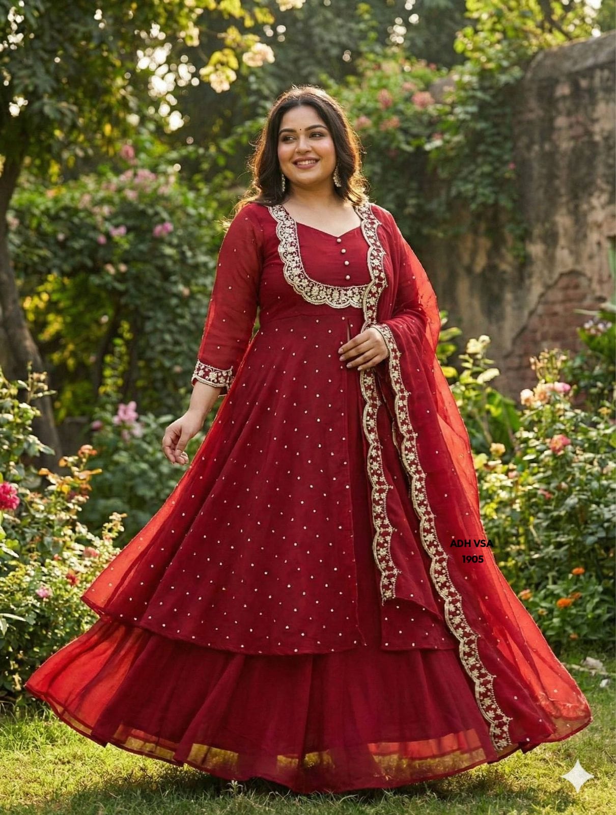 Black Georgette Heavy Embroidery Work Anarkali Gown Set